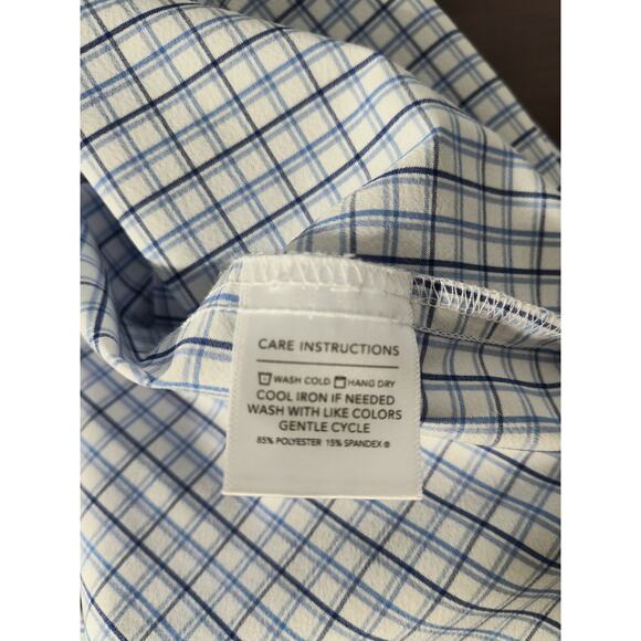 Mizzen+Main Performance Shirt Men’s Sz L Trim Blue Check Stretch No Tuck - Picture 11 of 13